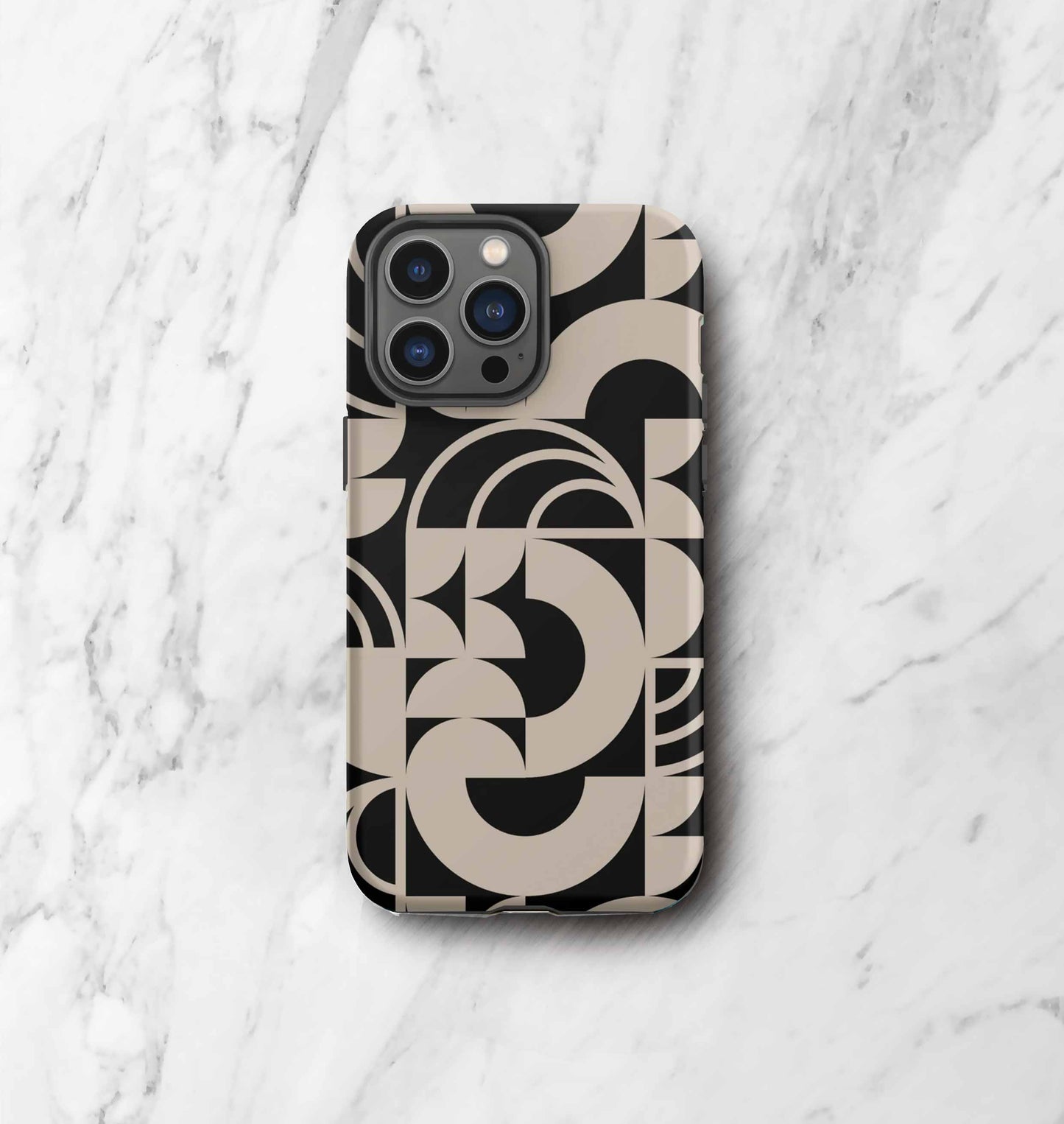 Geometria II Cream on Black Tough Case for iPhone®