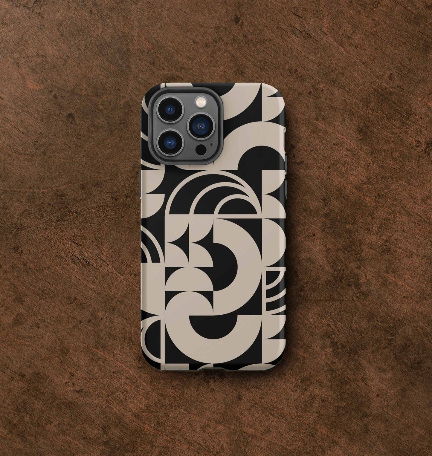 Geometria II Cream on Black Tough Case for iPhone®