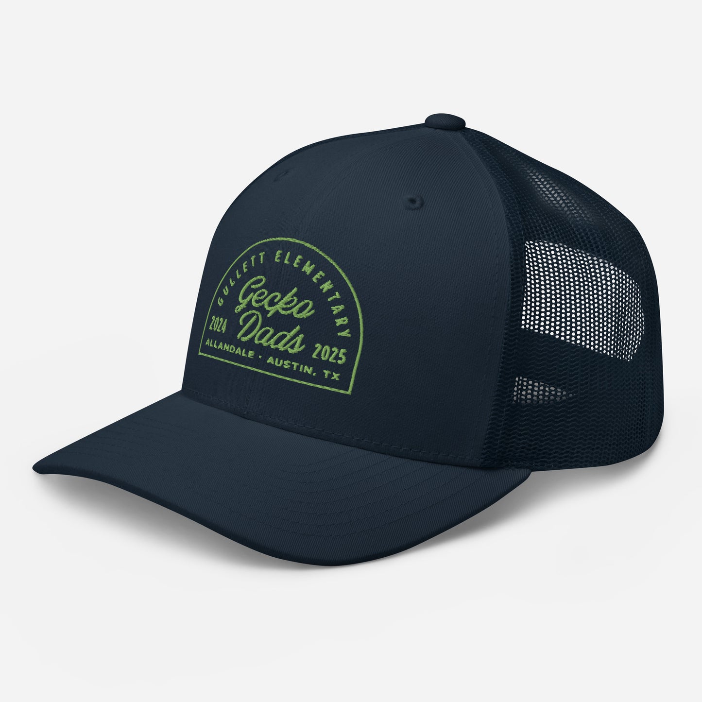 Gecko Dads Light Green on Navy Retro Trucker Cap