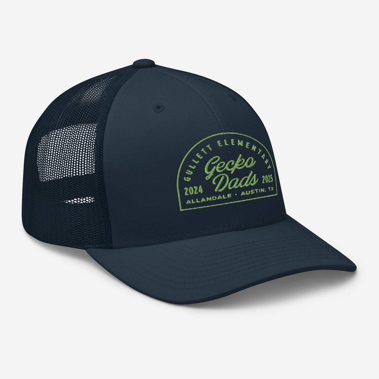 Gecko Dads Light Green on Navy Retro Trucker Cap