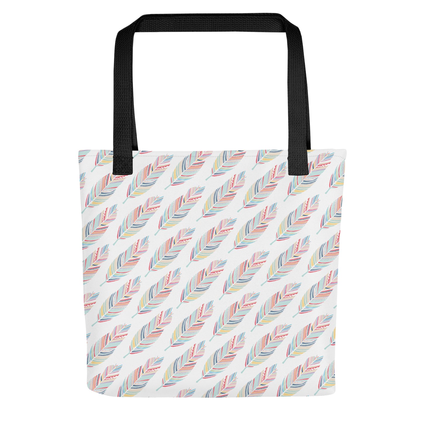 Prism Feather All-Over Print on White Medium Tote Bag