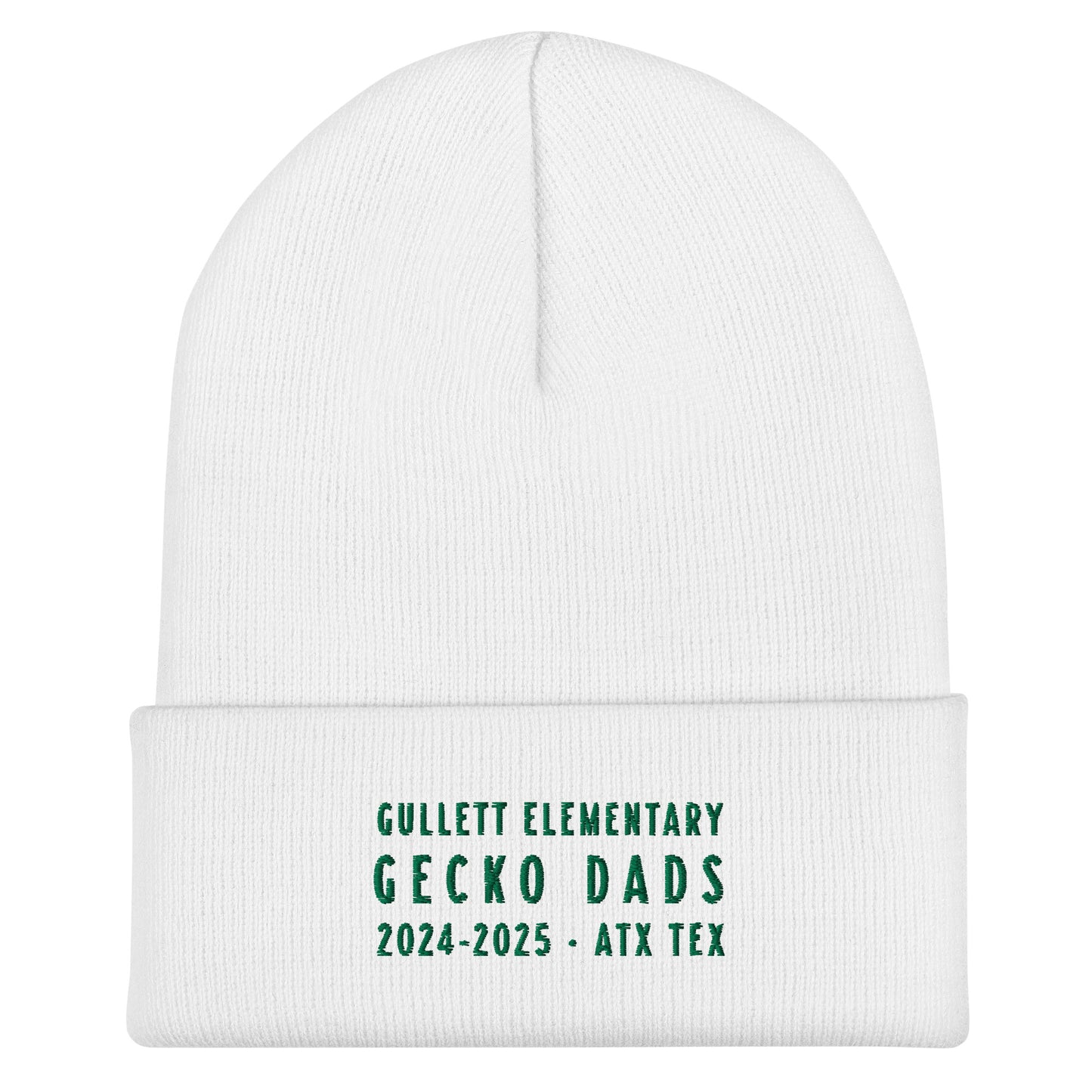Gecko Dads Kelly Green Type on White Cuffed Beanie