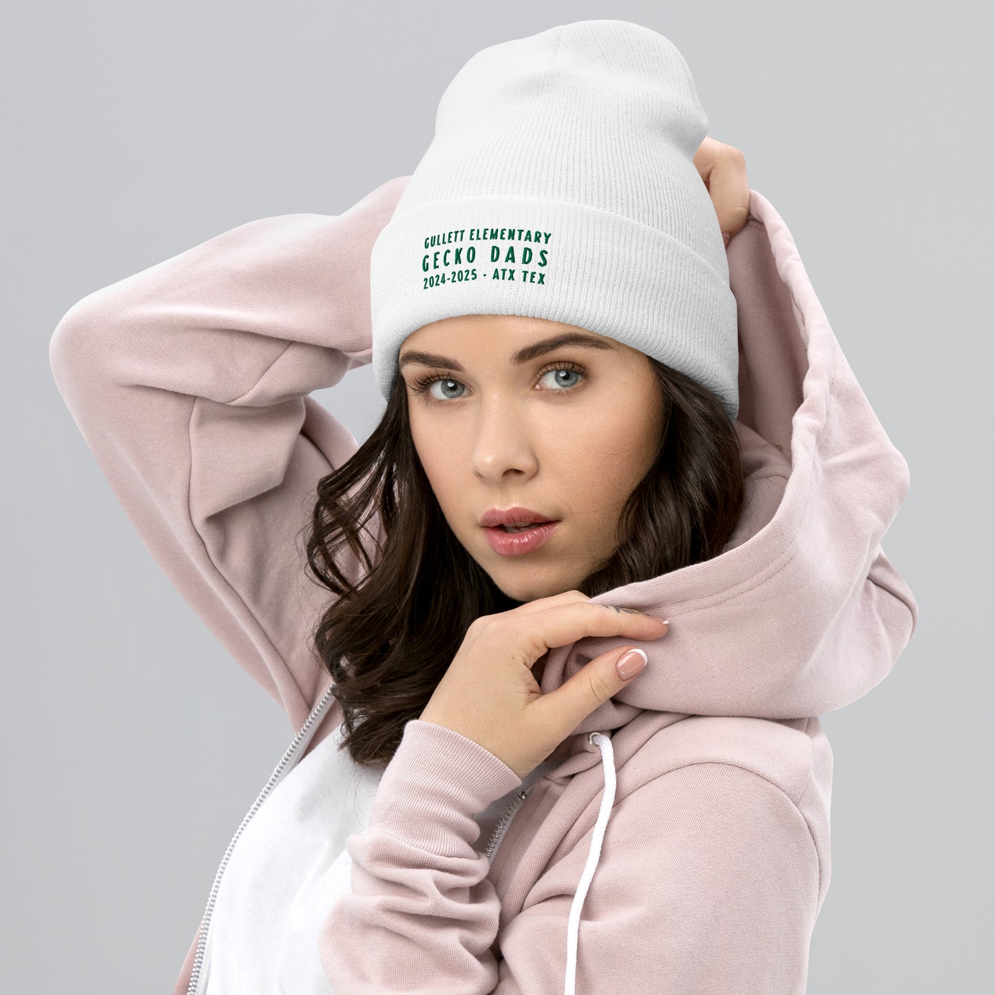 Gecko Dads Kelly Green Type on White Cuffed Beanie