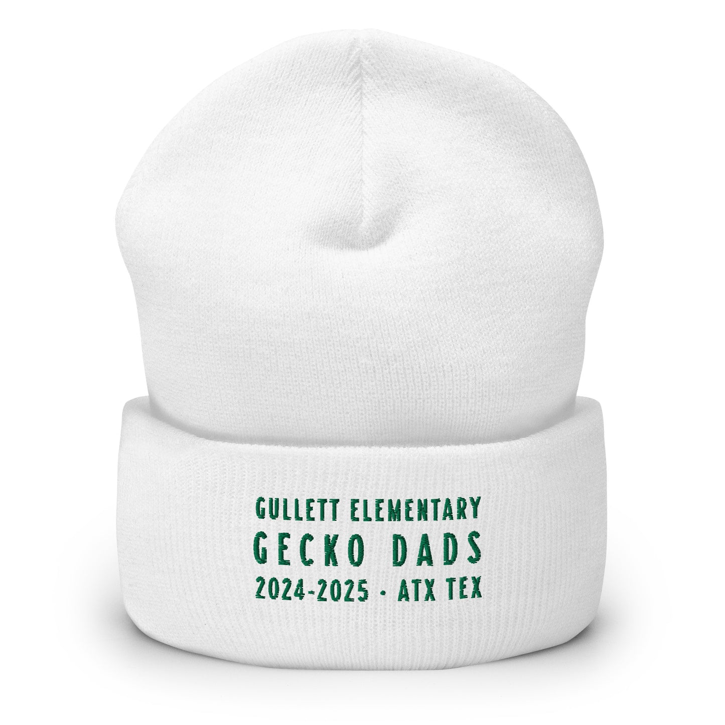 Gecko Dads Kelly Green Type on White Cuffed Beanie
