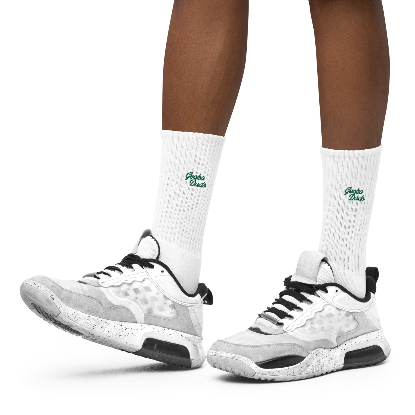 Gecko Dads Kelly Green Logo Script on Embroidered Socks