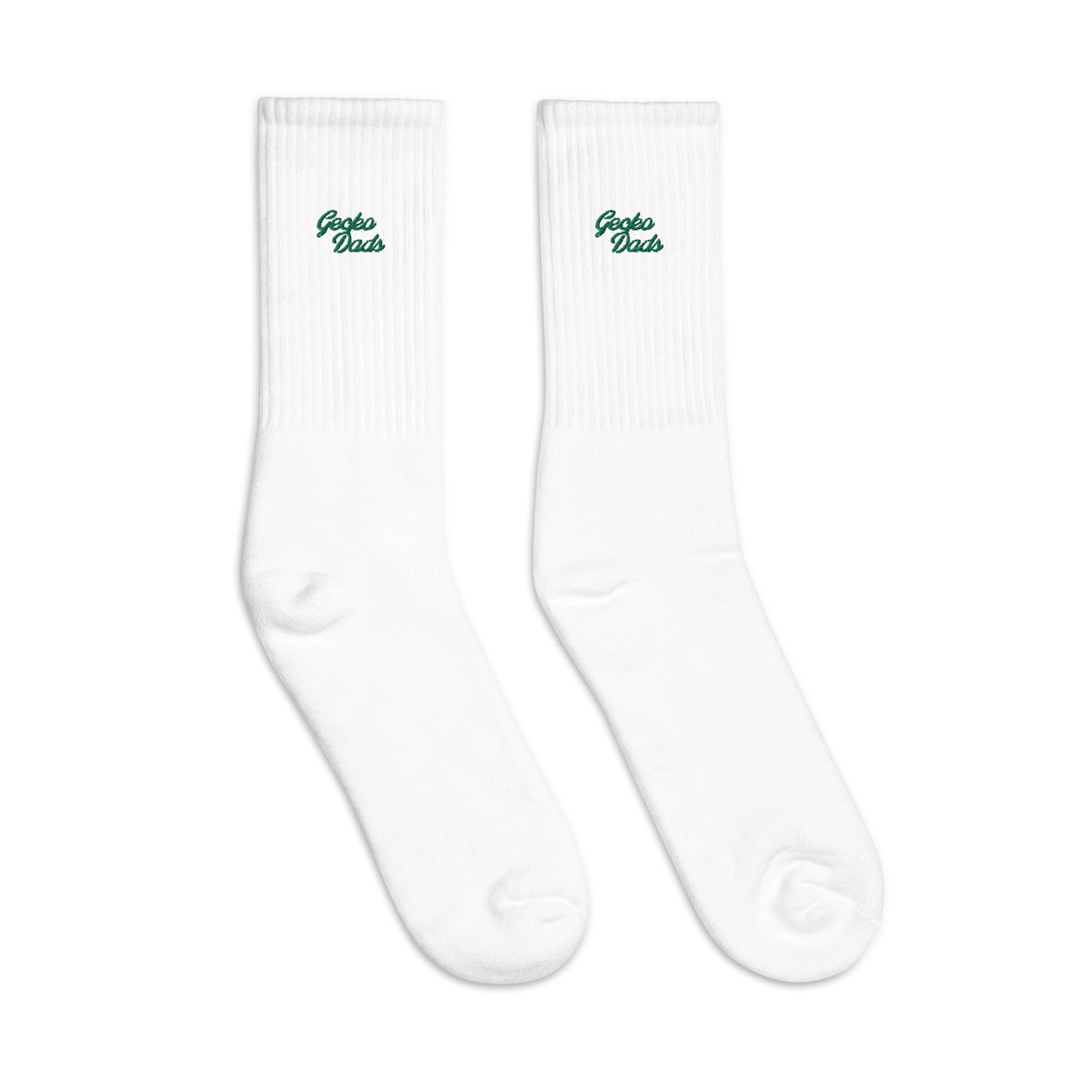 Gecko Dads Kelly Green Logo Script on Embroidered Socks