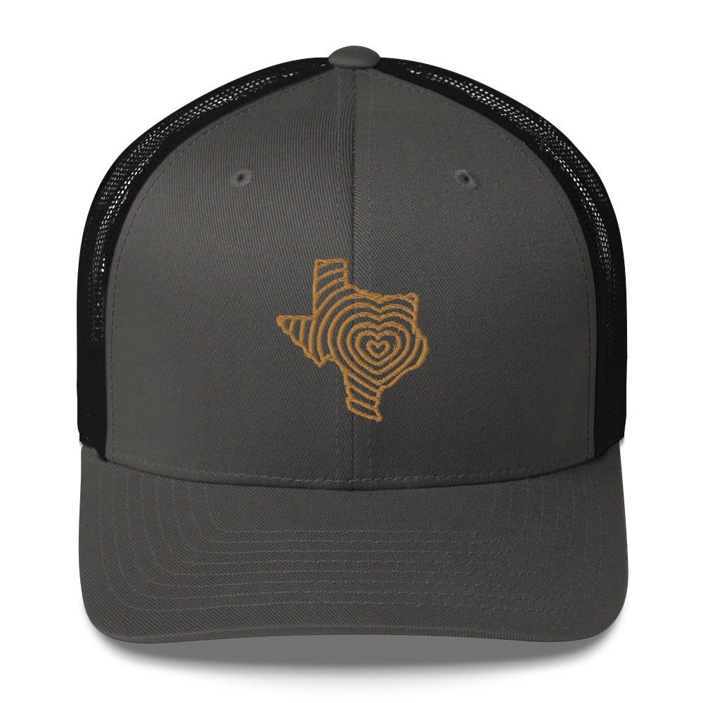 Heartbeat of Texas Gold Retro Trucker Cap