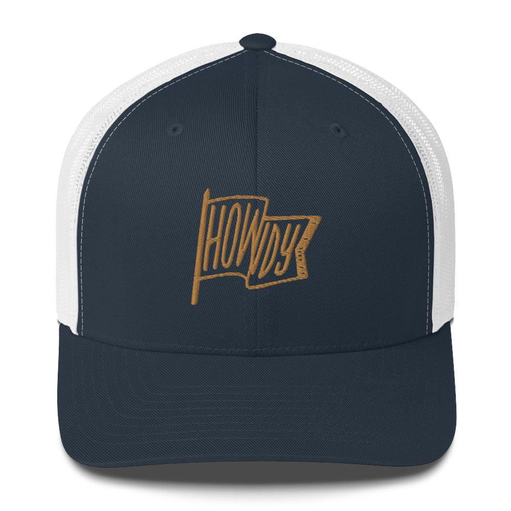 Howdy from Texas Gold Retro Trucker Cap