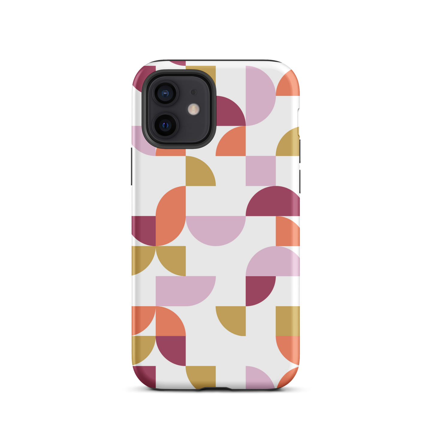 iPhone 12 front tough case in Geometria I Sunset design