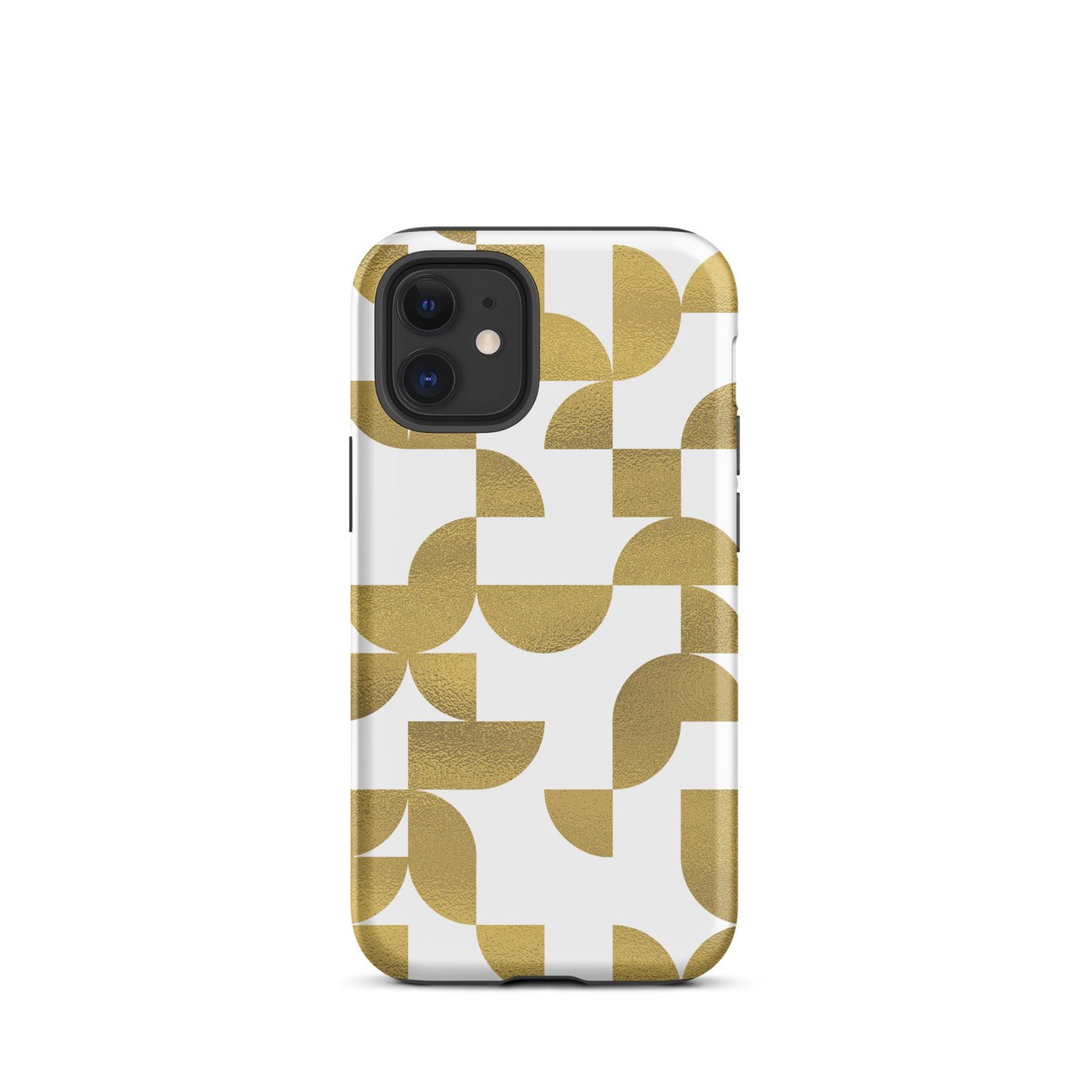 iPhone 12 mini tough case in Geometria I gold design