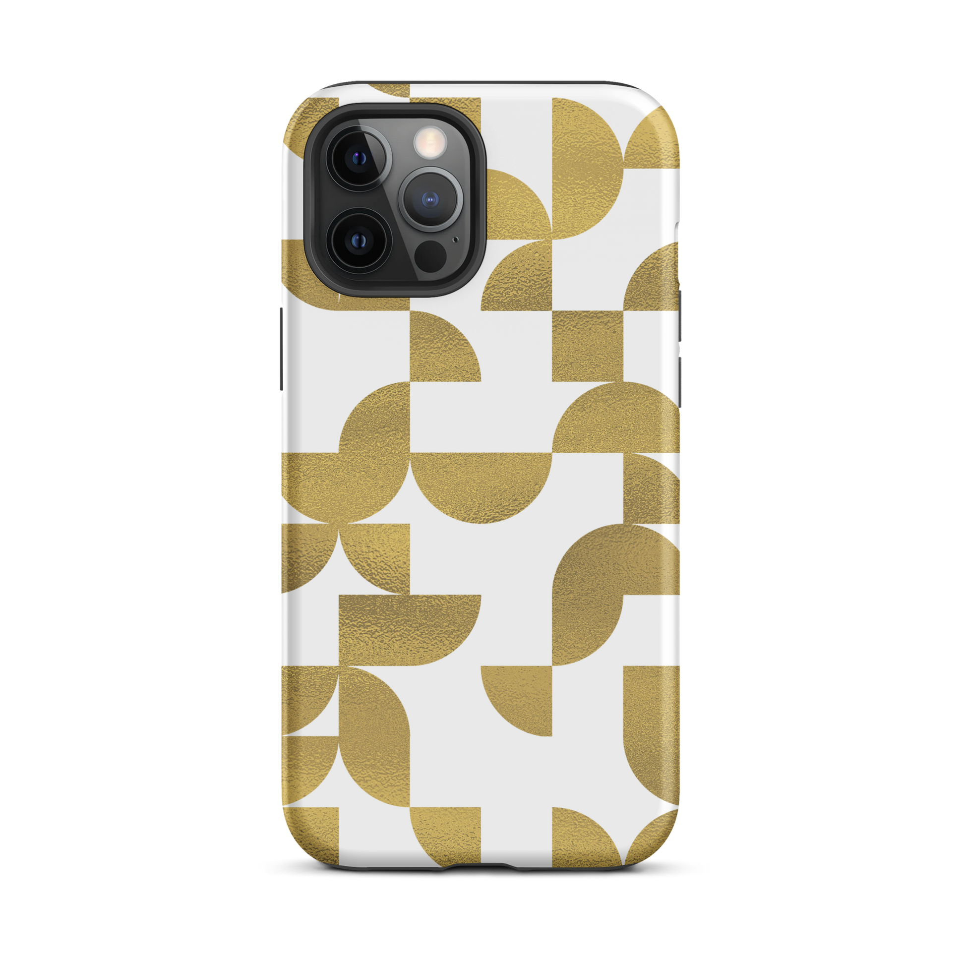 iPhone 12 pro max tough case in Geometria I gold design