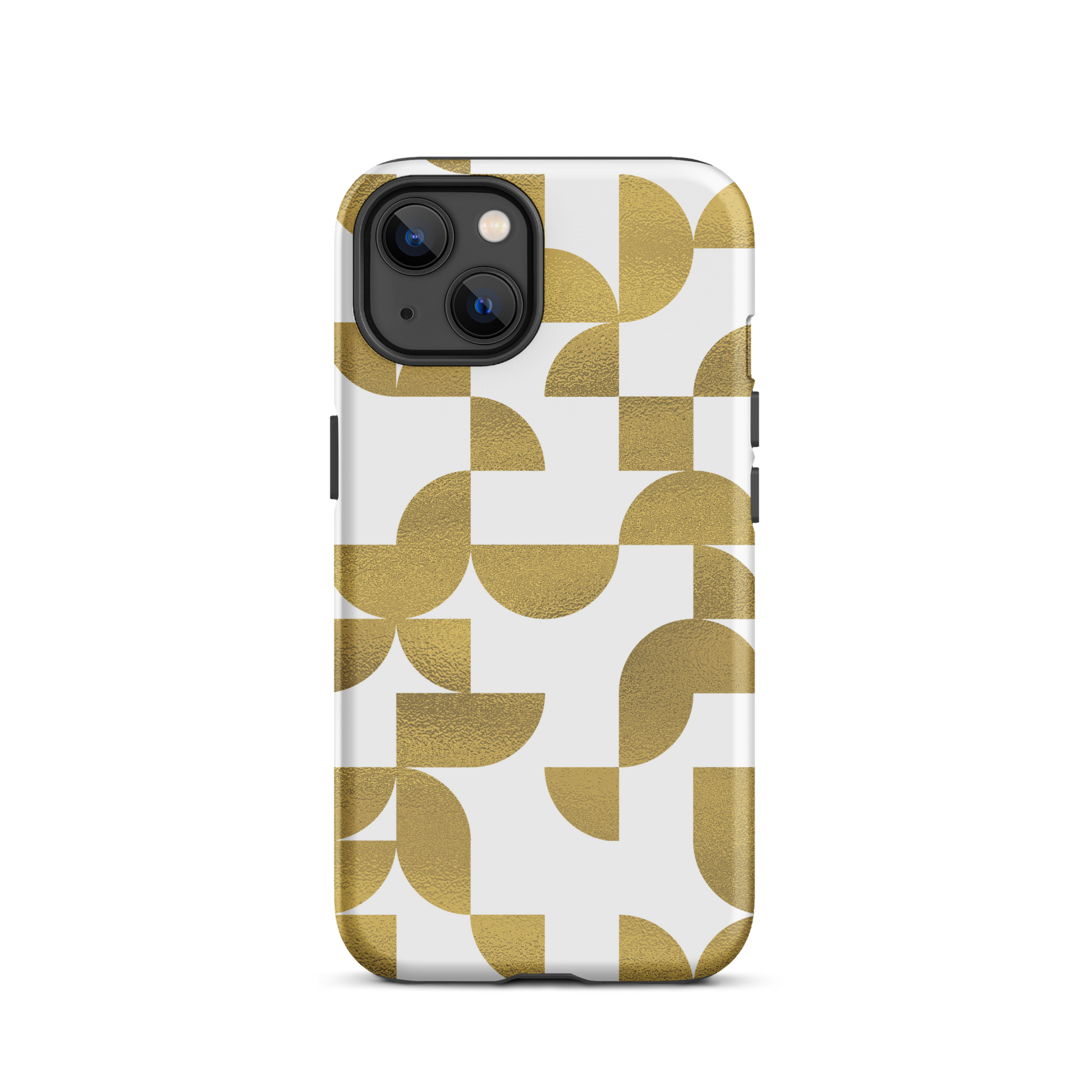 iPhone 13 tough case in Geometria I gold design