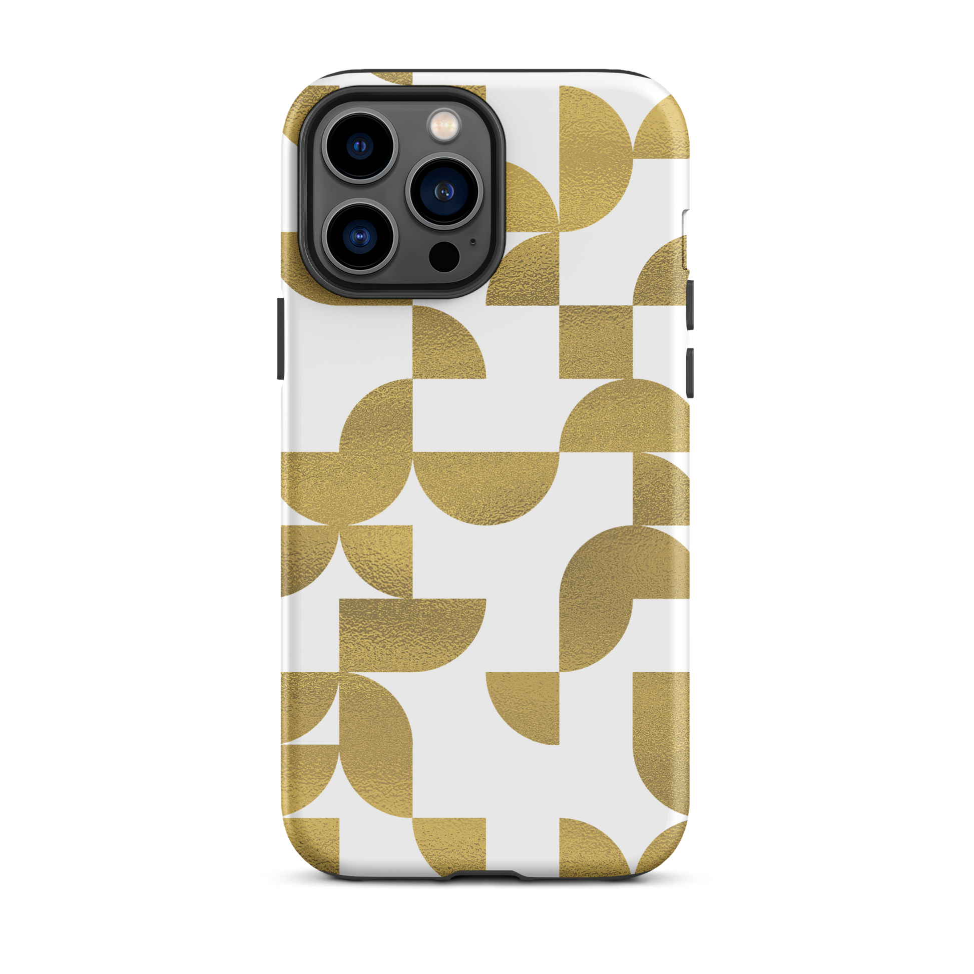 iPhone 13 Pro max tough case in Geometria I gold design