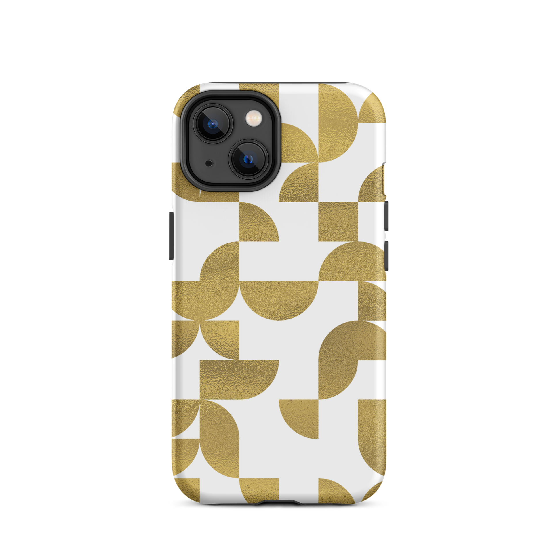 iPhone 14 tough case in Geometria I gold design