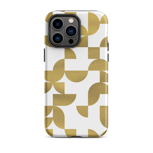 iPhone 14 pro max tough case in Geometria I gold design